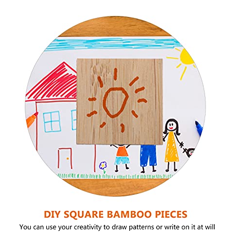 EXCEART Unfinished Craft Wooden Sheets Wood Pieces Blank Bamboo Wood Slices Wooden Square Cutouts for DIY Crafts Painting Staining Coasters 9cm 10Pcs EXCEART