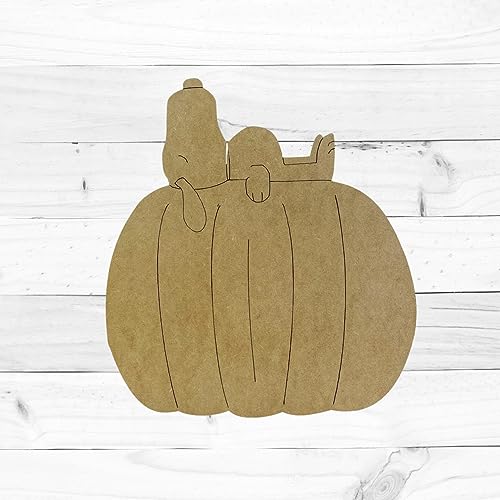 Dog on Pumpkin, Thanksgiving Shape, Unfinished Wood Cutout, Paint by Line, Build-A-Cross Build-A-Cross
