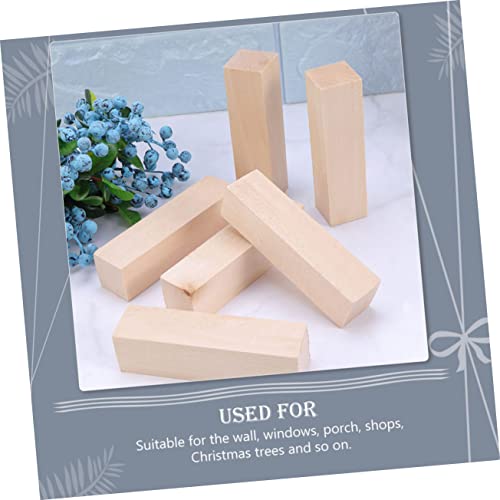 VILLCASE 10 Pcs Carved Wooden Strips Wood Decor Wooden Building Blocks Wood Carving Blocks Wood Blank Blocks Basswood Carving kit Unfinished Craft VILLCASE