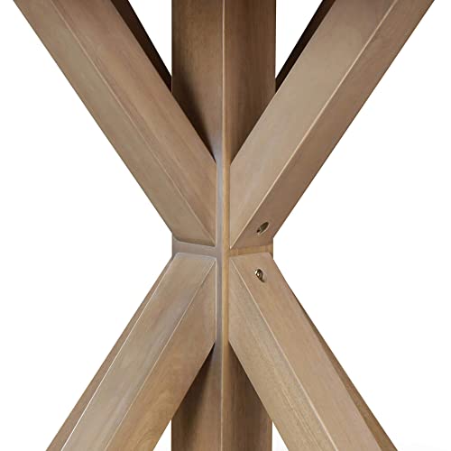 Finch Alfred Round Solid Wood Rustic Dining Table for Farmhouse Kitchen Room Decor, Wooden Trestle Pedestal Base, 46.5" Wide Circular Tabletop, Finch