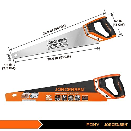 JORGENSEN 20 Inch Pro Hand Saw, 11 TPI Fine-Cut Ergonomic Non-Slip Aluminum Ultrasonic Welding Handle for Sawing, Trimming, Gardening, Woodworking, Jorgensen