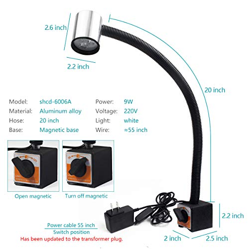 Led Magnetic Machine Work Light IP65 Water Proof Flexible Gooseneck lamp 900 Lumens 120 Volt for Lathe Milling Drill Press Industrial Lighting S SHUN CAN DA