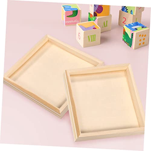 SWOOMEY 4pcs Puzzle Sundries Holder Blocks Tray Unfinished Wood Tray Unfinished Wood Serving Blocks Storage Trays Serving Storage Tray Wood Serving SWOOMEY