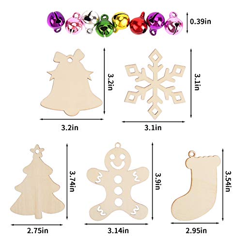 DIYASY Christmas Wood Ornaments for Crafts,60 Pcs DIY Unfinished Wood Cutouts Kit for Kids and Adults Christmas Trees Hanging Decoration DIYASY