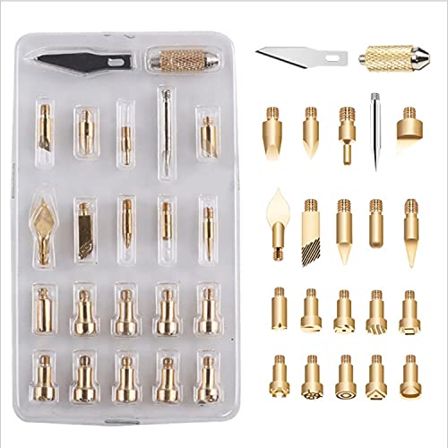 heyous 23pcs Wood Burner Tips Set Pyrography Brass Wood Burning Tip for Wood Pyrography Carving Embossing Soldering DIY Crafts heyous