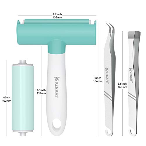 Xinart Brayer Rollers & Mat Remover Tool Set for Fabric Crafting, Reusable Sticky Lint Rollers Tool for Clothes/T-Shirts Heat Transfer Projects XINART