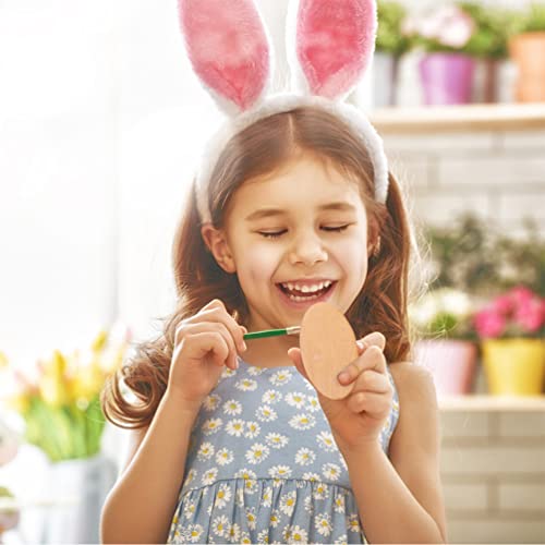 COHEALI 50pcs Wood Round Cutouts Unfinished Oval Wood Shapes Pieces Wood Discs Slices Oval Wood Embellishments for DIY Craft Wedding Christmas Decor COHEALI