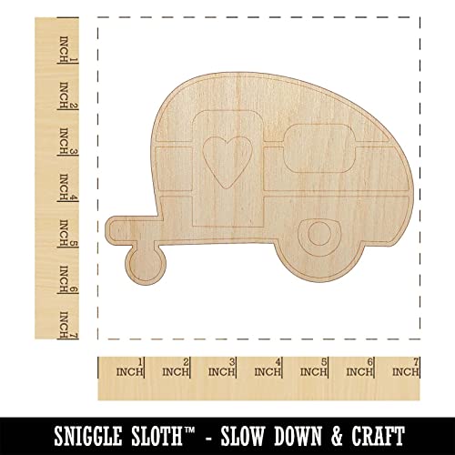 Adorable Little Camper Silhouette Camping Outdoor Life Unfinished Wood Shape Piece Cutout for DIY Craft Projects - 1/4 Inch Thick - 6.25 Inch Size Sniggle Sloth