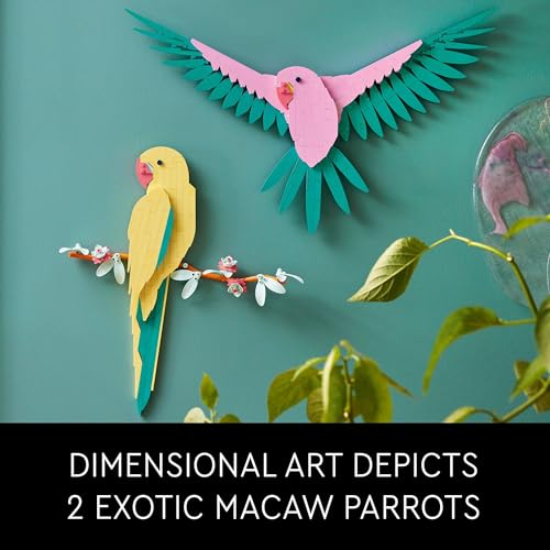LEGO Art The Fauna Collection – Macaw Parrots, Nature Wall Artwork for Living Room Decor, Home Office Decor Idea, Build and Display Creative Activity LEGO