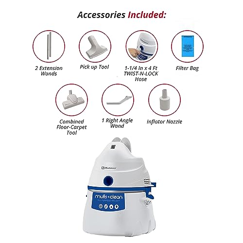 Koblenz WD-380K2B Portable Wet-Dry Vacuum, 3 Gallon 2.0HP w/Adjustable Floor Tool, Designer Series, White-5 Year Warranty Koblenz