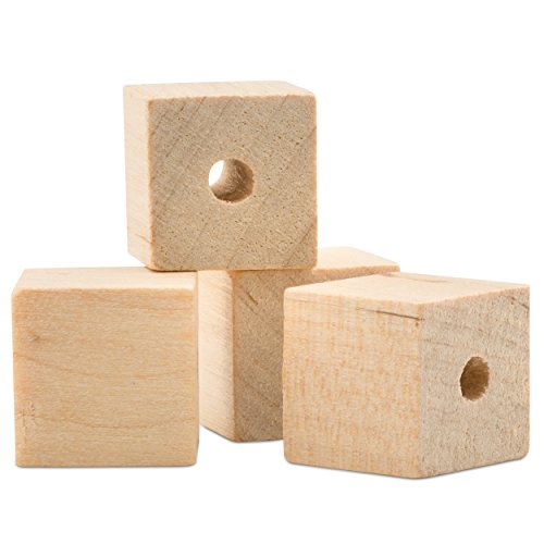 Wooden Square Beads 1 Inch with 1/8 Inch Hole, 25 Unfinished Square Wood Spacer Beads for Jewelry Necklace Creations, Crafts and DIY Projects by Woodpeckers