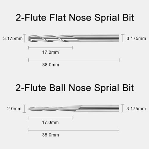 LAKIX 1/8" Shank End Mills CNC Router Bits, 40pcs, CNC Cutter Milling Carving Bit Set Including 2-Flute Flat Nose & Ball Nose End Mill, Nano Blue LAKIX