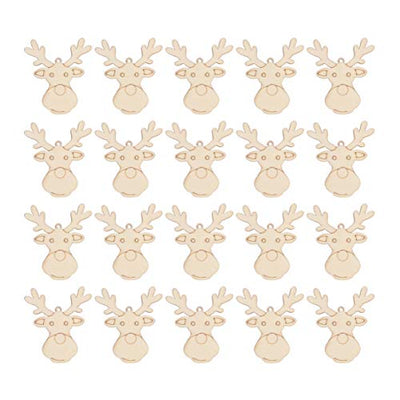 Holibanna 20pcs Unfinished Wooden Ornament Reindeer Hanging Embellishments Crafts for DIY Paint Holiday Decor