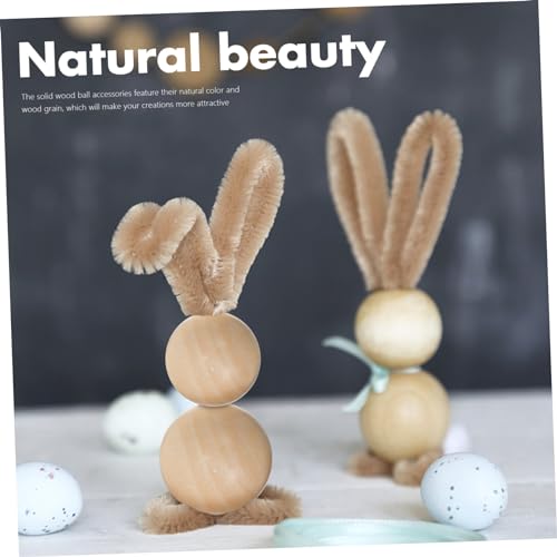 Yardenfun 40pcs Wooden Wheel Craft Wood Balls Solid Wood Wooden Wooden Balls Solid Bead Nonporous Accessories Round Wreath Wood Color Wooden Beads Yardenfun