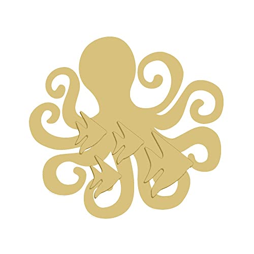 3D Octopus Unfinished Wood Cutout Aquatic Door Hanger MDF Shape Canvas Style 2 Art 1 Diverse Woodworking