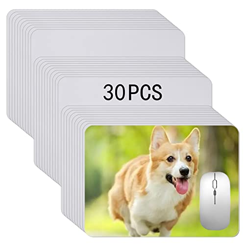 30 pcs Mouse Pad Sublimation Blanks for Heat Press Printing, Rubber Crafts Sublimation Blank Mousepad White 24x20x0.2cm OKBA