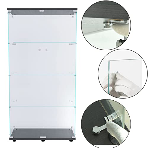 Zacis Modern 4-Tier Glass Display Cabinet with Two Doors for Living Room and Bedroom Zacis