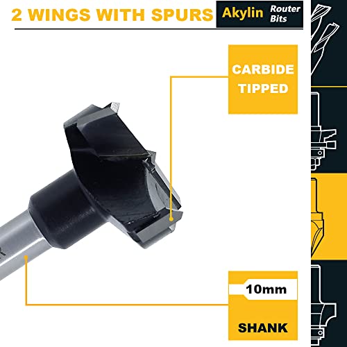 Akylin 3 Pcs 10mm Shank Hinge Boring Set, Solid Carbide Tipped Akylin