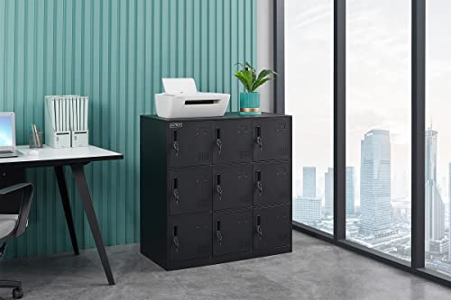 9 Door Locker Office Storage Locker Home and School Storage Organizer Metal Storage Cabinet with Lock for Classroom Gym Kids Room Playroom (Full MAYROY