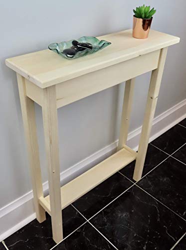 24" Narrow Console Sofa Table - Unfinished Foyer Pine Table With Bottom Storage Shelf Generic