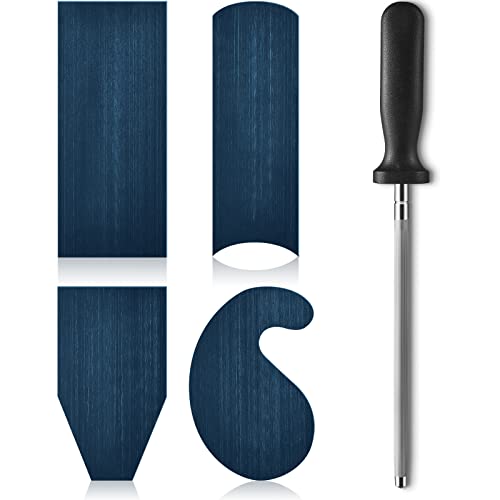 Cabinet Scraper Burnisher with 4 Piece Multi Shaped Scraper Set Manganese Steel Rectangle Curved Beveled Card Scraper Woodworking Carving Hand Gueevin