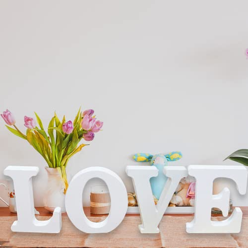 AOCEAN 6 Inch White Wood Letters Unfinished Wood Letters for Wall Decor Decorative Standing Letters Slices Sign Board Decoration for Craft Home Party AOCEAN