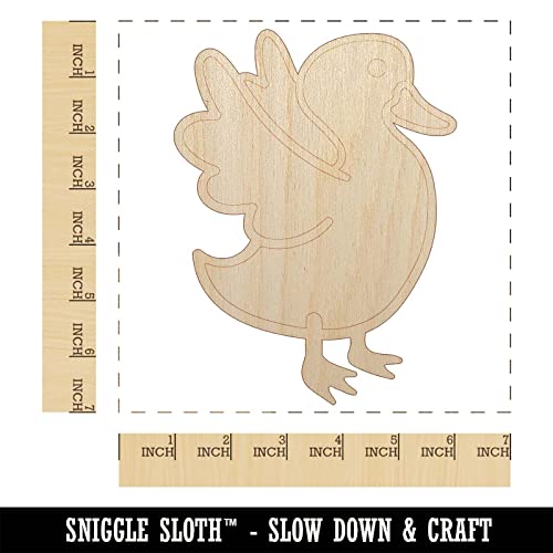 Delightful Duck Flapping Wings Unfinished Wood Shape Piece Cutout for DIY Craft Projects - 1/8 Inch Thick - 6.25 Inch Size Sniggle Sloth