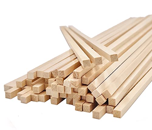 Wood Sticks 200Pcs 1/8 x 1/8 x 12 Inch Hardwood Square Dowels Unfinished Wood Strips Square Craft Sticks Long Wood Dowels Square Wooden Dowel Rod for William Craft