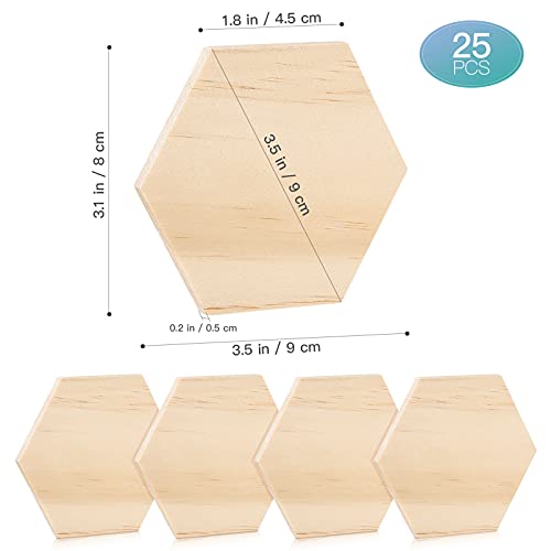 MAGICLULU 25pcs 9CM Unfinished Wood Hexagon Pieces Unfinished Wood Cutout Hexagon Shape Hexagon Blank Unfinished Wood Slices for Craft DIY Projects MAGICLULU
