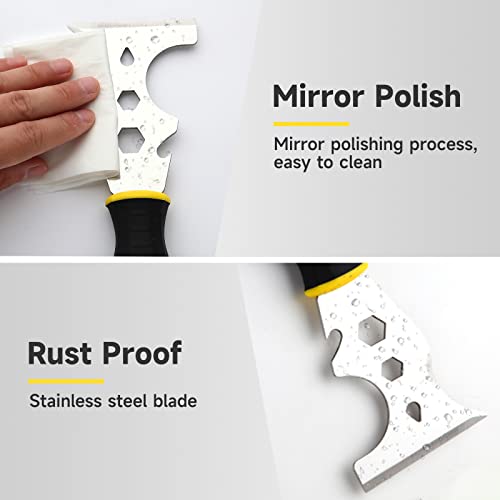 3Pcs Putty Knife, 2" 4" Spackle Knife Set Stainless Steel 15-in-1 Painters Scraper Wallpaper Scraper Tool for Repairing Drywall, Removing Wallpaper, Hyber&Cara