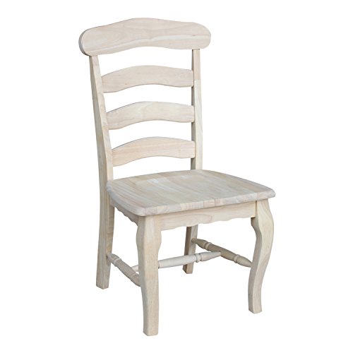 International Concepts Country french Chair with Solid Seat, Unfinished IC International Concepts