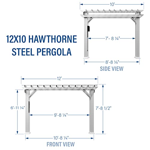 Backyard Discovery 12x10 ft Hawthorne White Galvanized Steel Pergola w/Soft Sail Shade, Spacious, Rust Resistant, UV Protection, Resist Winds Up to Backyard Discovery