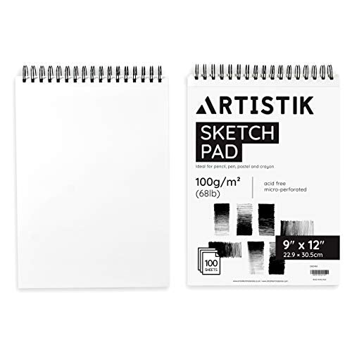 Sketch Pad 9"x12", 2 Pack, 100 GSM, 100 Sheets Perforated (Pack of 2 - Jumbo Sketchbook Pads 9" x 12") ARTISTIK