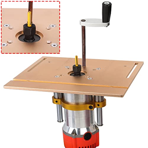 KETIPED Adjustable Router Lift for 65mm Diameter Universal Trimming Machine,Aluminum Under-Table Router Base for Router Table Insert Base Plate with KETIPED
