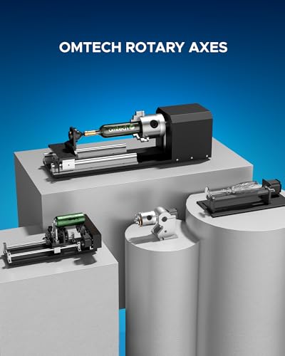 OMTech Rotary Cutter and Engraver Attachment with 3-Jaw Chuck and 2-Phase Stepper Motor for 50W 60W 80W 100W 130W CO2 Laser Engraving Machines Rotary OMTech