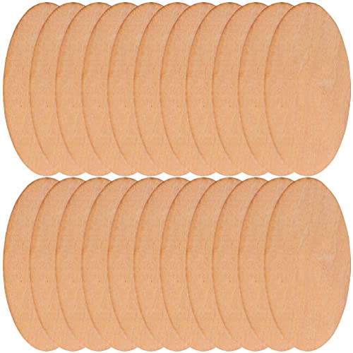COHEALI 50pcs Wood Round Cutouts Unfinished Oval Wood Shapes Pieces Wood Discs Slices Oval Wood Embellishments for DIY Craft Wedding Christmas Decor COHEALI