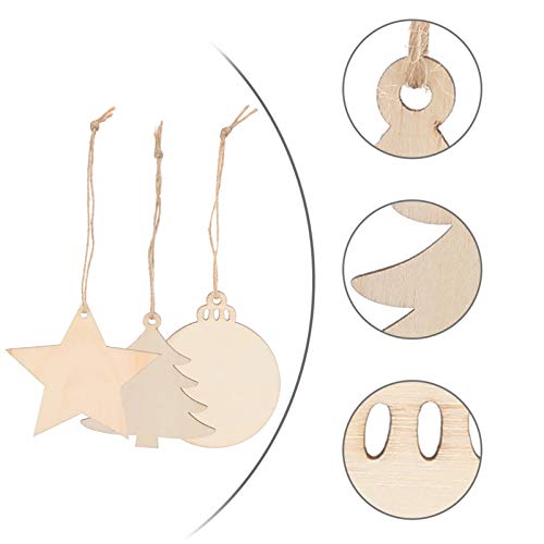 SEWACC Unfinished Wooden Christmas Ornaments 30pcs Christmas Wooden Slices DIY Blank Wood Cutouts for Crafts Centerpieces Christmas Decorations SEWACC