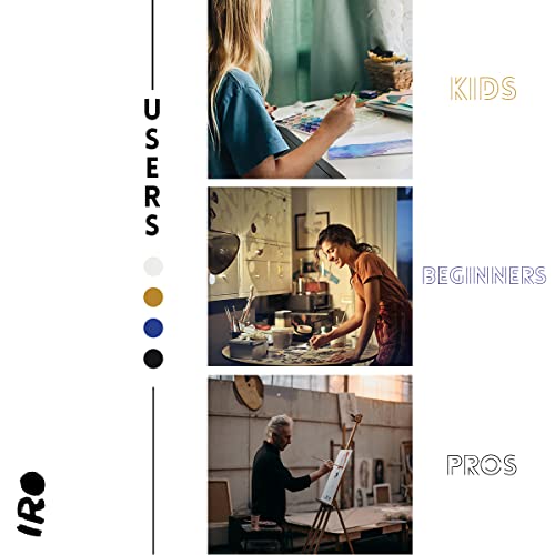 IRO Artist Paint Brush Set of 15 Professional Flat Paint Brushes for Acrylic Painting and Oil Paints. Round Watercolor Paint Brushes and Gouache. IRO