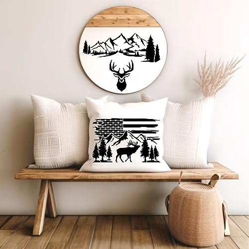Mountain Stencils for Painting on Wood Burning Stencils and Patterns Reusable Nature Deer Tree Stencils for Crafts Canvas Furniture Wall Drawing yhslmh