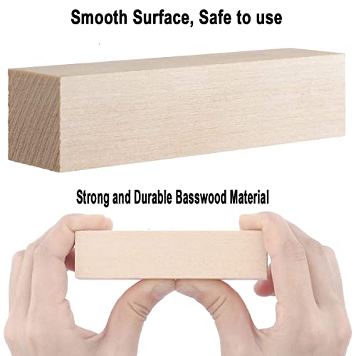 2 Pack Unfinished Basswood Carving Blocks Kit, 12 x 2 x 2 Inch Unfinished Bass Wood Whittling Soft Wood Carving Block Set for Kids Adults Wood PONGJA