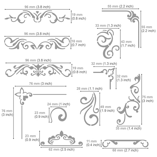 Aleks Melnyk No.3 Metal Journal Stencil, Wood Burning, Flowers and Vines, Ornament, Vintage, Finds Small Stencil Patterns, Pyrography, Engraving, Aleks Melnyk