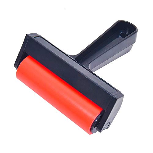 Rubber Roller Brayer for Printmaking Glue Roller Tool for Painting,Print,Ink and Stamping (4-Inch, Black)