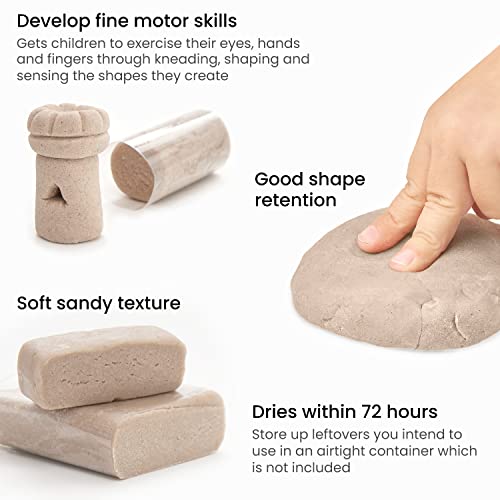Arteza Kids Air-Dry Modeling Clay Kit, 6 x 8-oz Packs, 12 Sandy Clay Molds and 15 Assorted Sea-Life Beach Decorations, Soft, Pliable, Supplies Arteza Kids