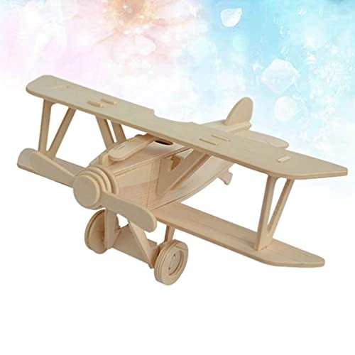 Ipetboom 1Pc Wood Airplane, Model Airplanes Kits Wooden Airplane Creative Craft Puzzles Airplane Models Wood DIY Craft Kit Building Toys for Kids Ipetboom