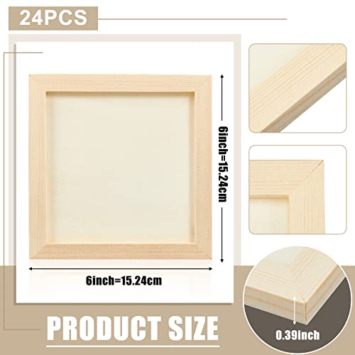 24 Pcs 6 x 6 Inch Pine Wood Panel Boards Unfinished Square Wood Panels Painting Panel Boards for Crafts Paint DIY Drawing Pouring Art Projects Kathfly