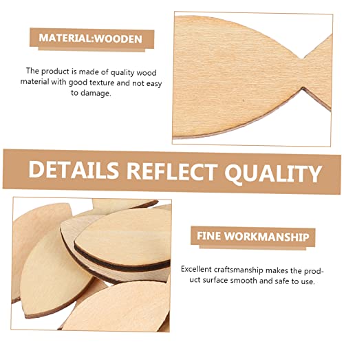 NOLITOY 100 Pcs Wooden Solid Fish Wooden Fish Cutouts Unfinished Wooden Chips Fish Unfinished Wood Decked Pendants Ocean Decor DIY Graffiti Wooden NOLITOY