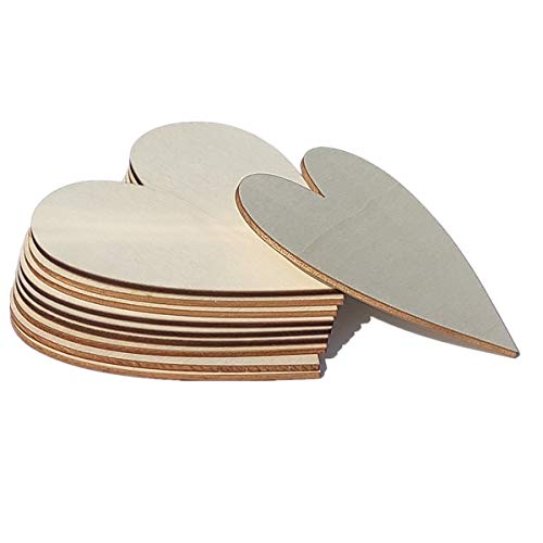 4 inch Wood Hearts, Natural Unfinished Wood Heart Cutout Shape,4 inch,(10 Pieces) VZNBJUAN