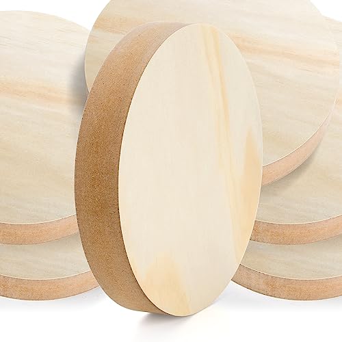 DEAYOU 6 Pack MDF Wood Circle, 6 Inch Round Unfinished Wood Board Disc, Wooden Plaque Coaster for Painting Crafts, Medium Density Fiberboard, 1" DEAYOU