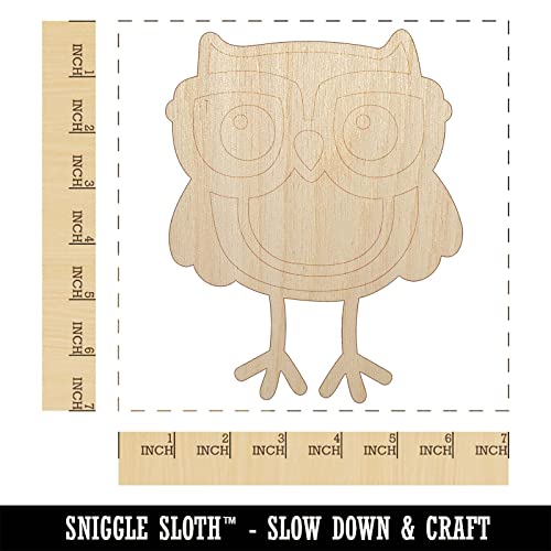 Owl Smart with Glasses Unfinished Wood Shape Piece Cutout for DIY Craft Projects - 1/8 Inch Thick - 6.25 Inch Size Sniggle Sloth