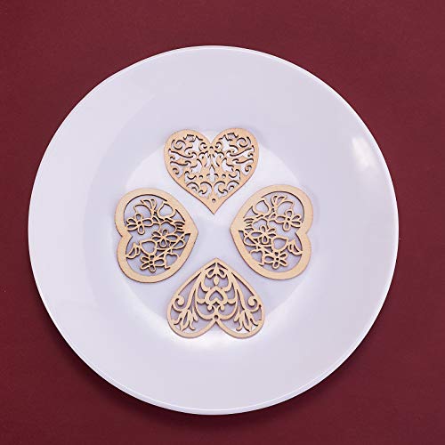 LiQunSweet 100-Pieces 2 Inches Undyed Wood Pendants Valentines Heart Cutouts Wooden Unfinished Slices Charms for Earring Jewelry Making DIY Findings LiQunSweet